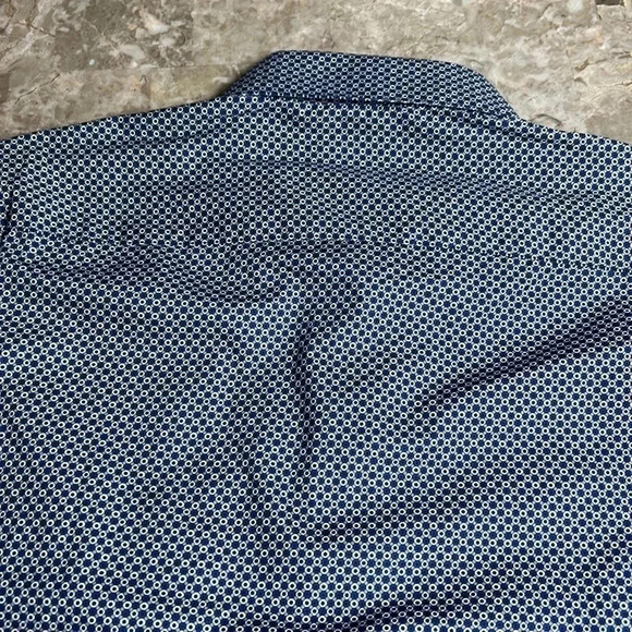 AKA men shirt , NWT ,slim fit,blur,white,tan print,cotton  100, AKAC1330,career - Picture 11 of 12